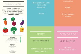 Menus du 20 au 24 janvier 2025